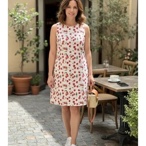 London Times White and Red cherry Midi Dress